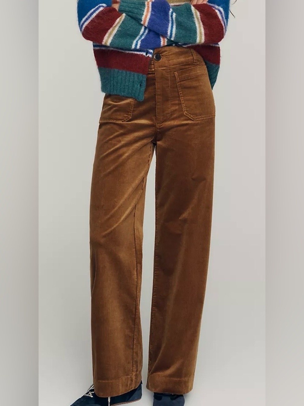Anthropologie Maeve Collette Camel Corduroy Full Length Wide Leg Pants Women 29